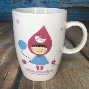 RARE Vintage Momoko Mug and Saucer from South Korea with Flying Cat and Bird
